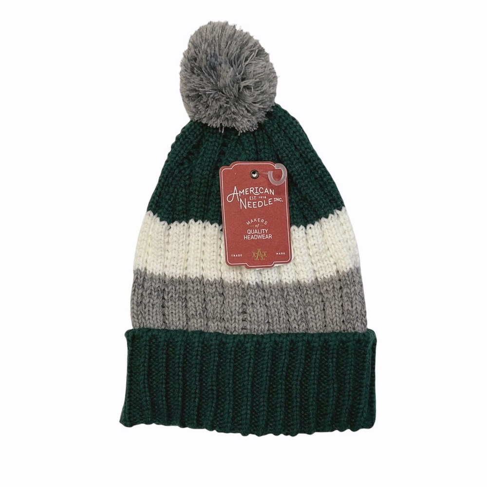 American Needle Wide Stripe Knit Pom Beanie - Picture 1 of 4